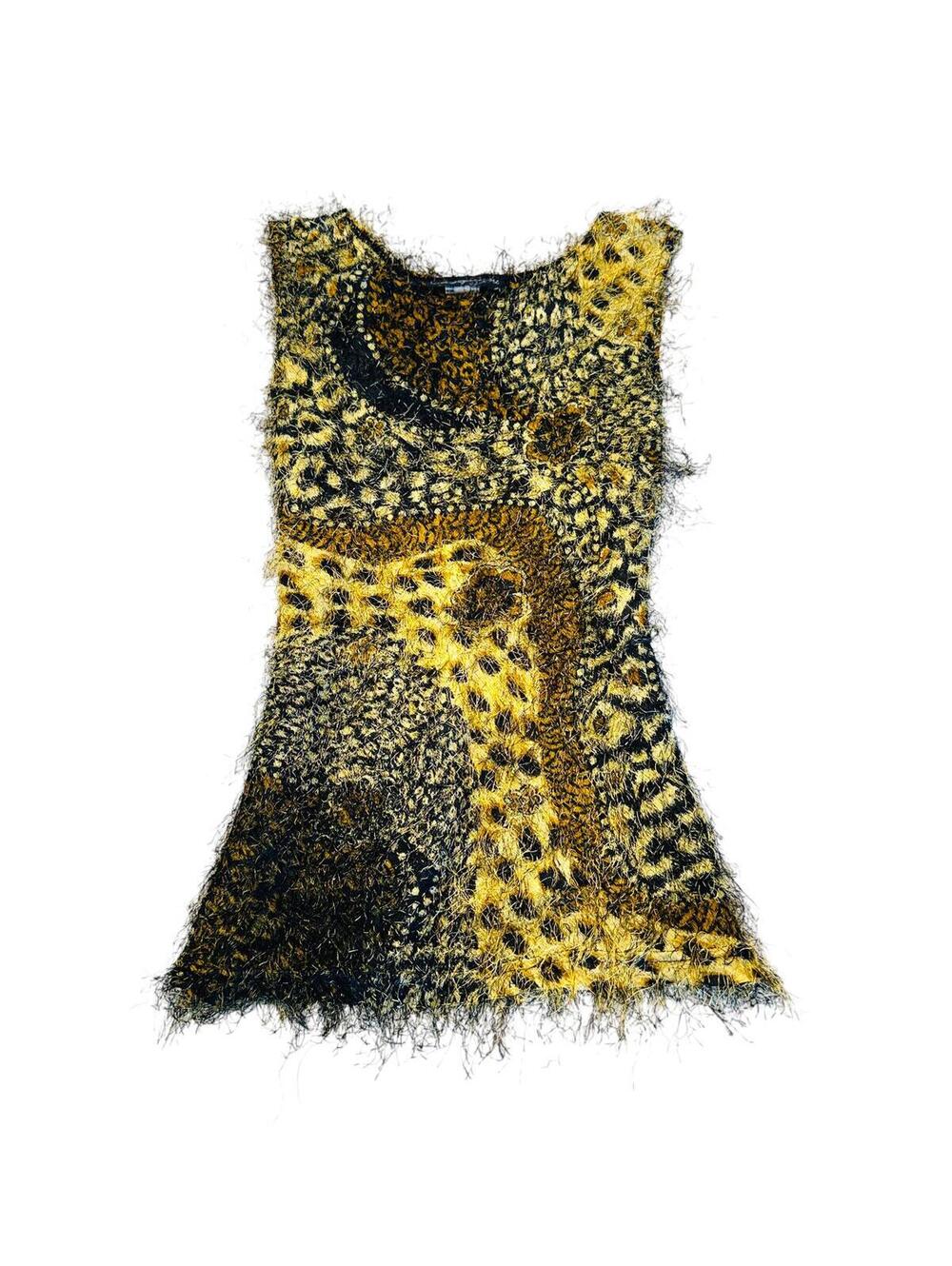 Christopher ari fuzzy animal print top
